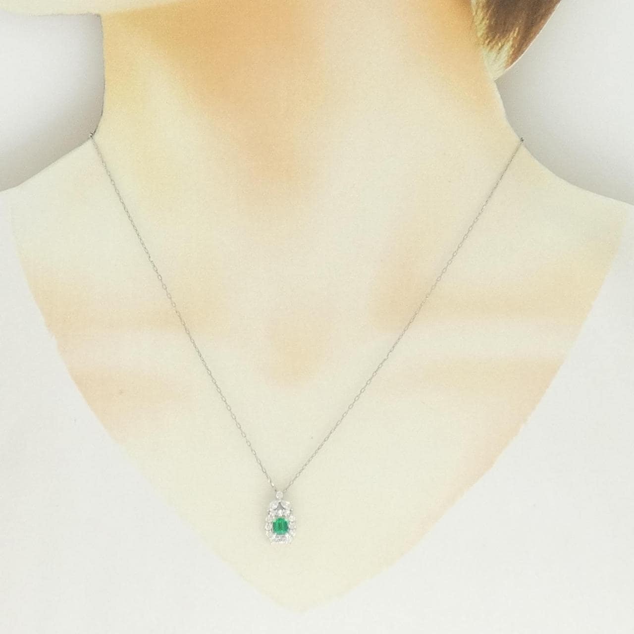 PT900/PT850 エメラルド ネックレス 0.40CT