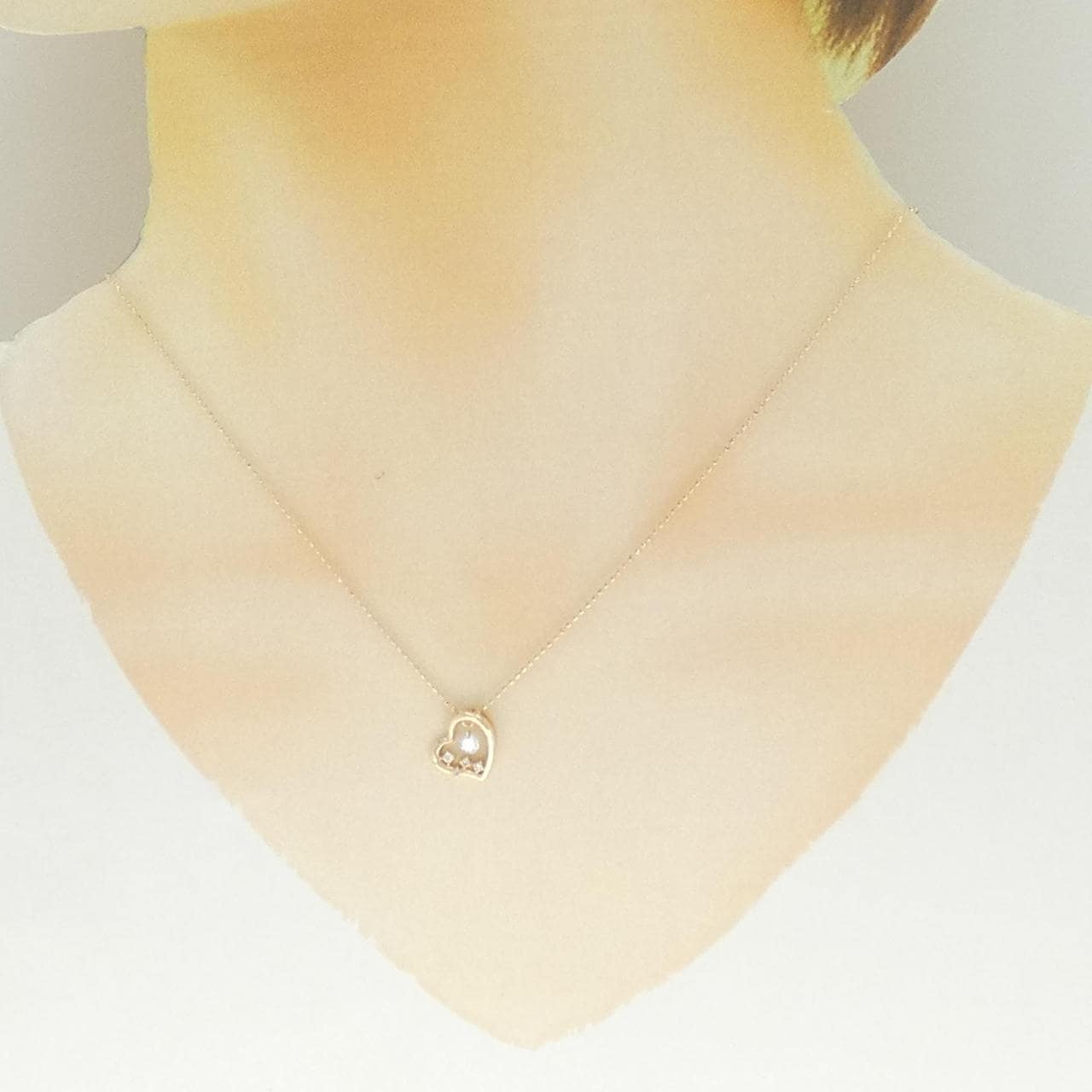 K10PG ハート ダイヤモンド ネックレス 0.14CT