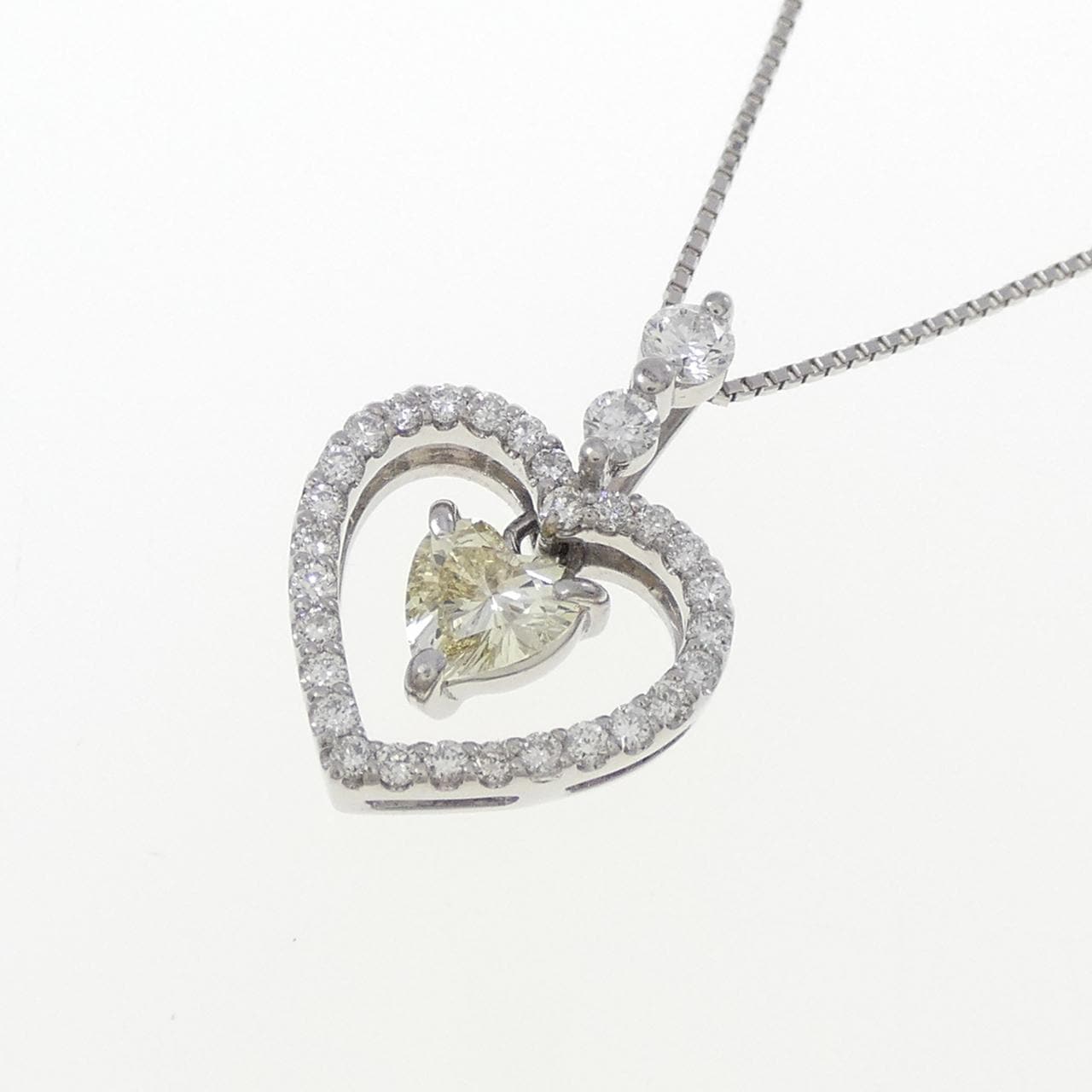PT900/PT850 ハート ダイヤモンド ネックレス 0.243CT