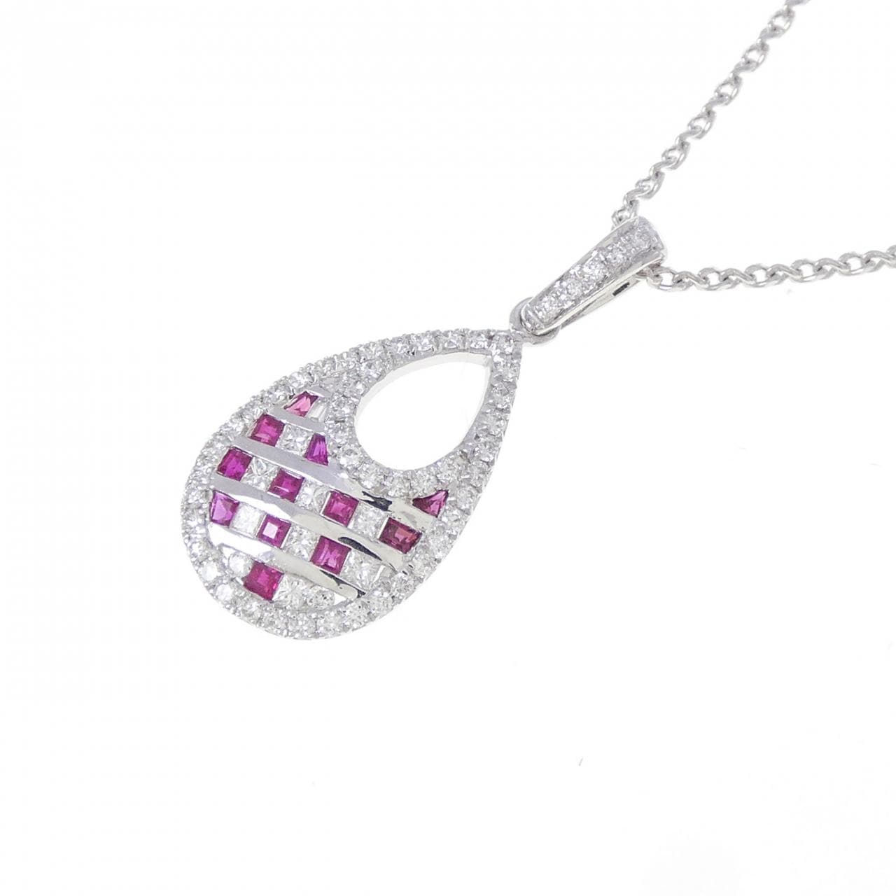 K18WG ルビー ネックレス 0.21CT