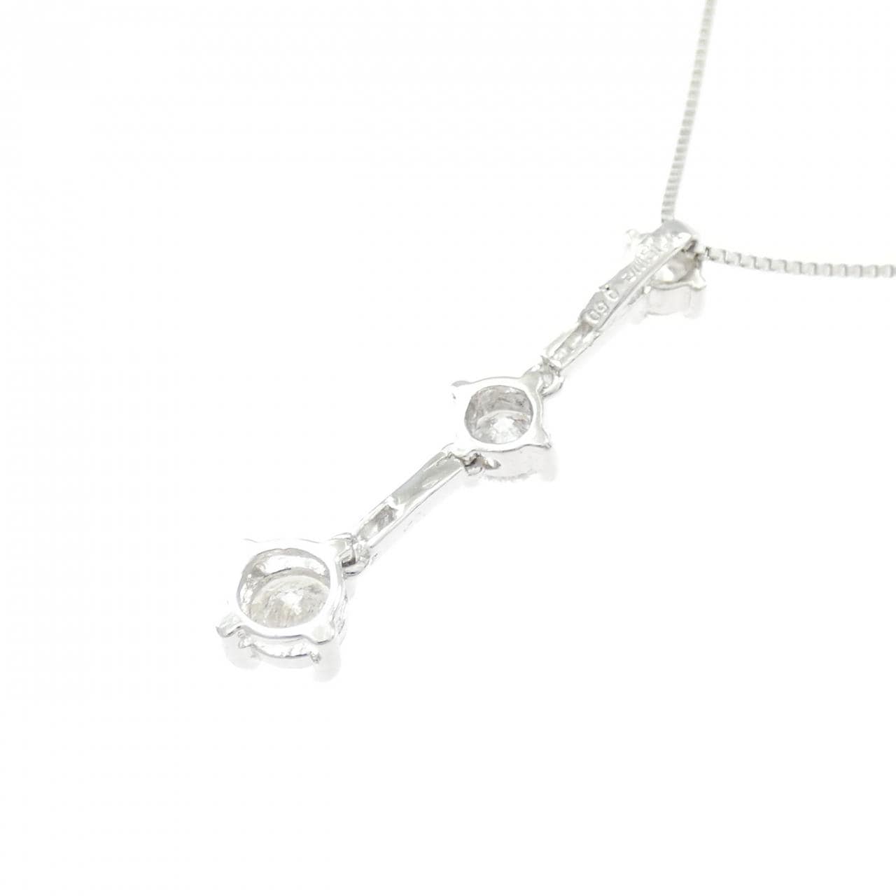 K18WG スリーストーン ダイヤモンド ネックレス 0.50CT