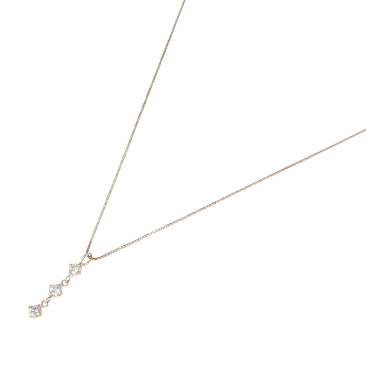 K10PG スリーストーン ダイヤモンド ネックレス 0.15CT