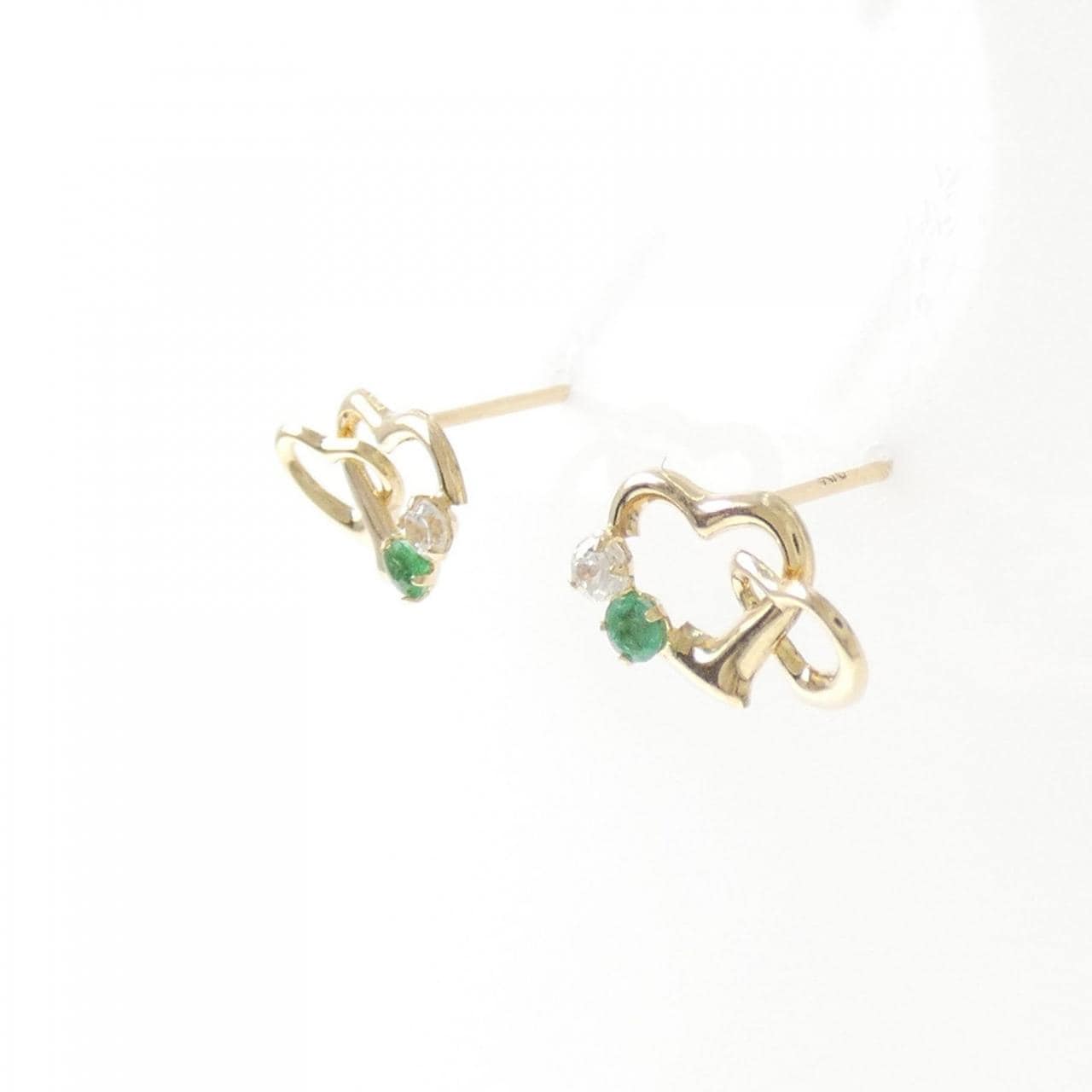 K10YG ハート エメラルド ピアス