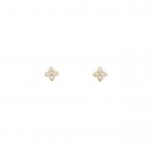 K18YG フラワー ダイヤモンド ピアス 0.04CT