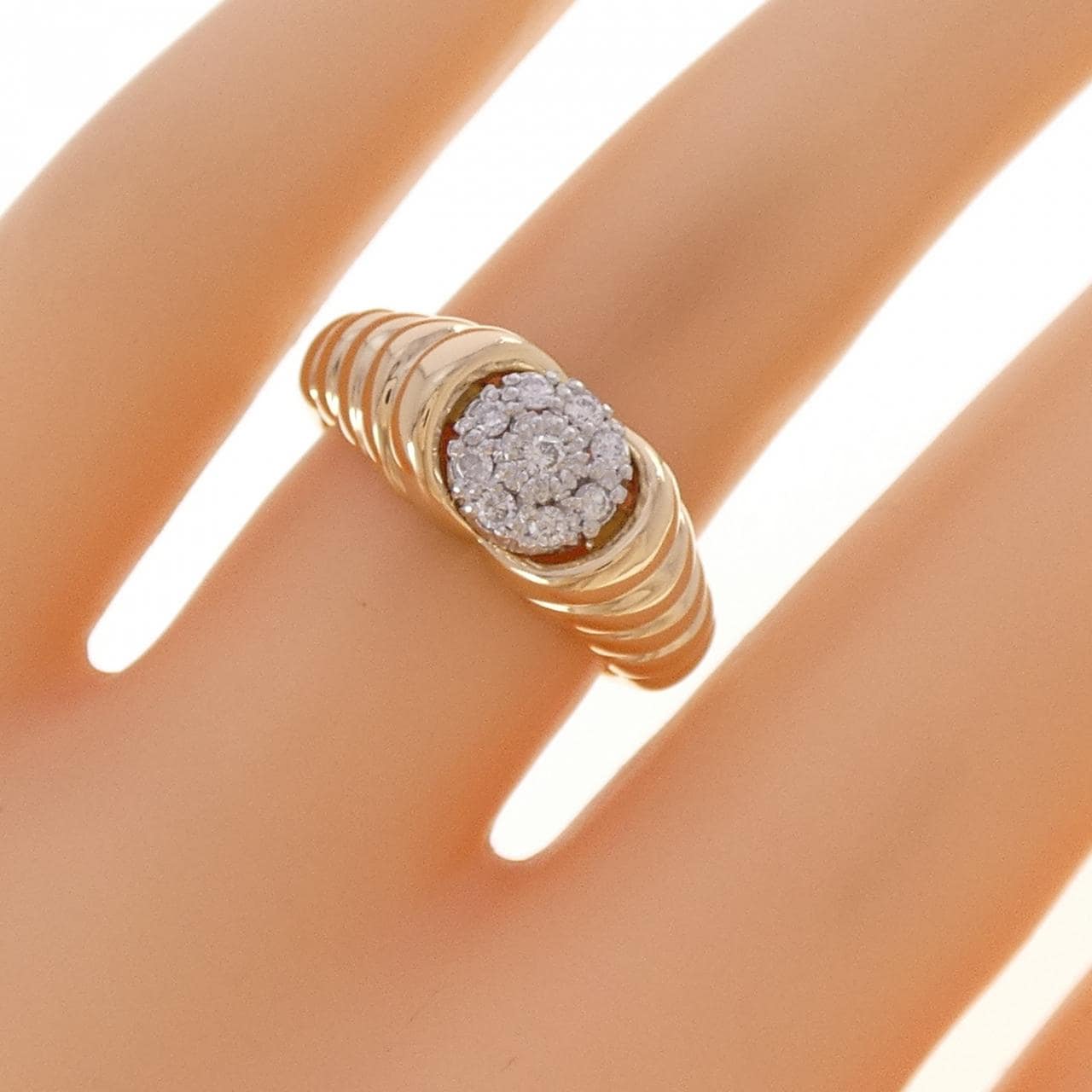 K18YG/PT900 ダイヤモンド リング 0.14CT
