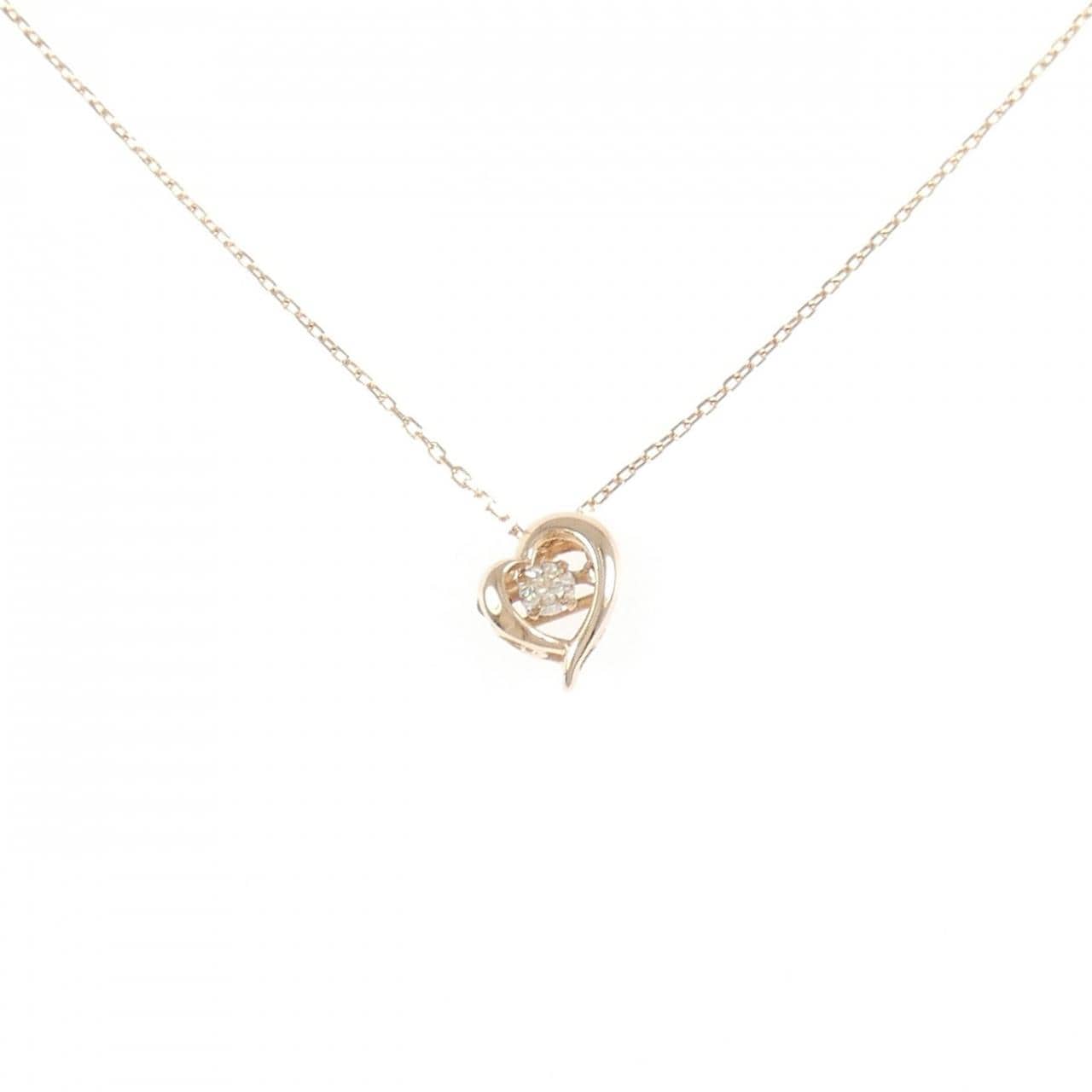 K10PG ハート ダイヤモンド ネックレス 0.07CT