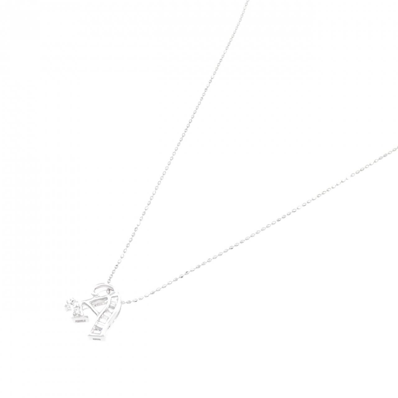 K18WG Initial A Diamond Necklace 0.07CT