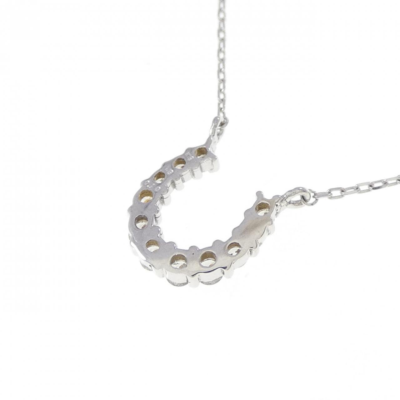 K18WG ホースシュー ダイヤモンド ネックレス 0.10CT