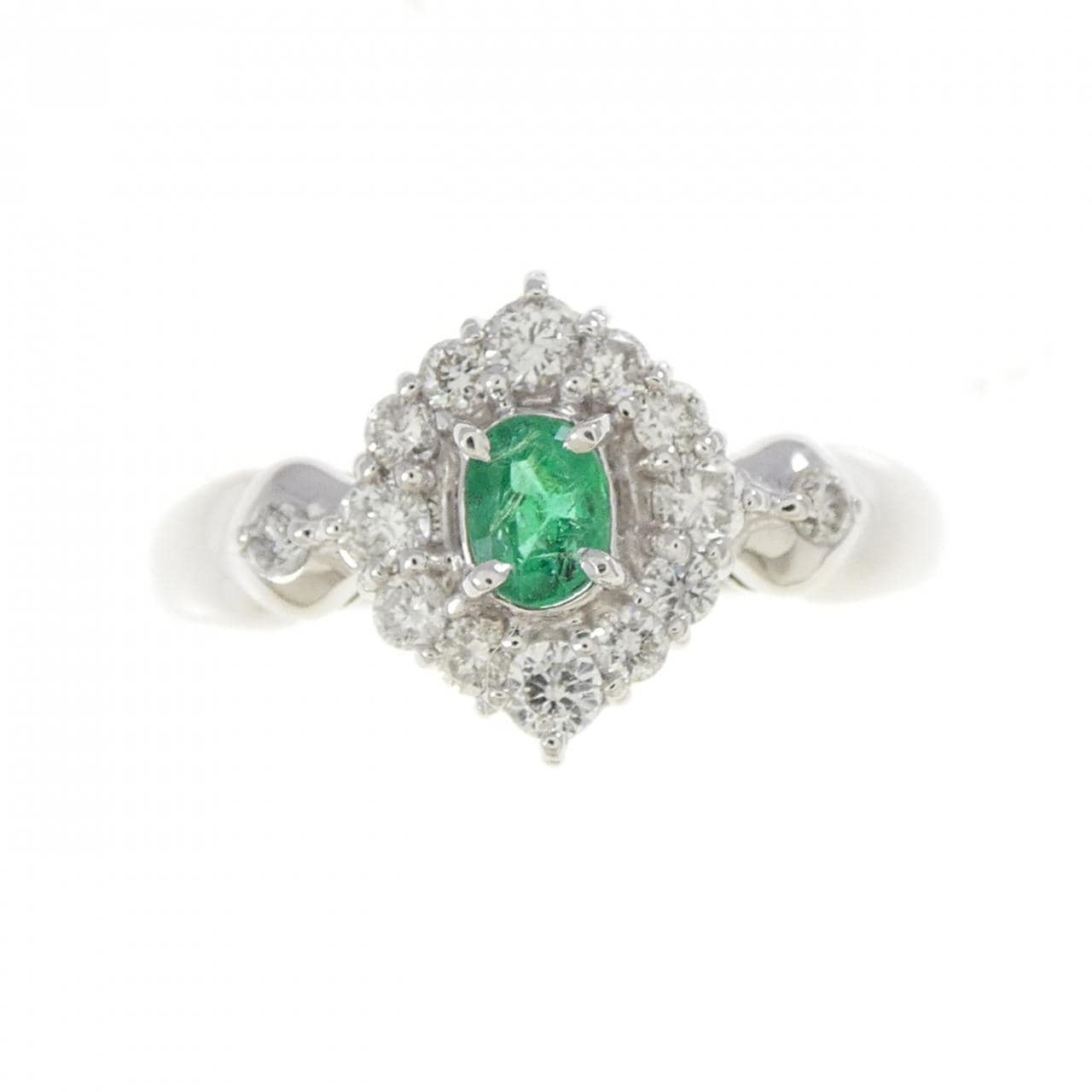 K18WG エメラルド リング 0.18CT