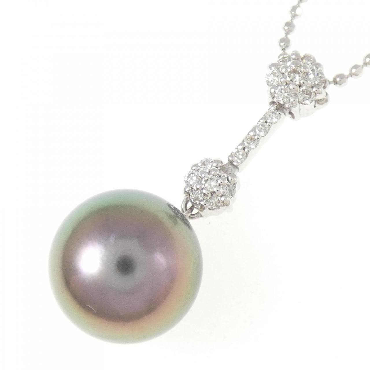 K18WG 黒蝶パール ネックレス 11mm