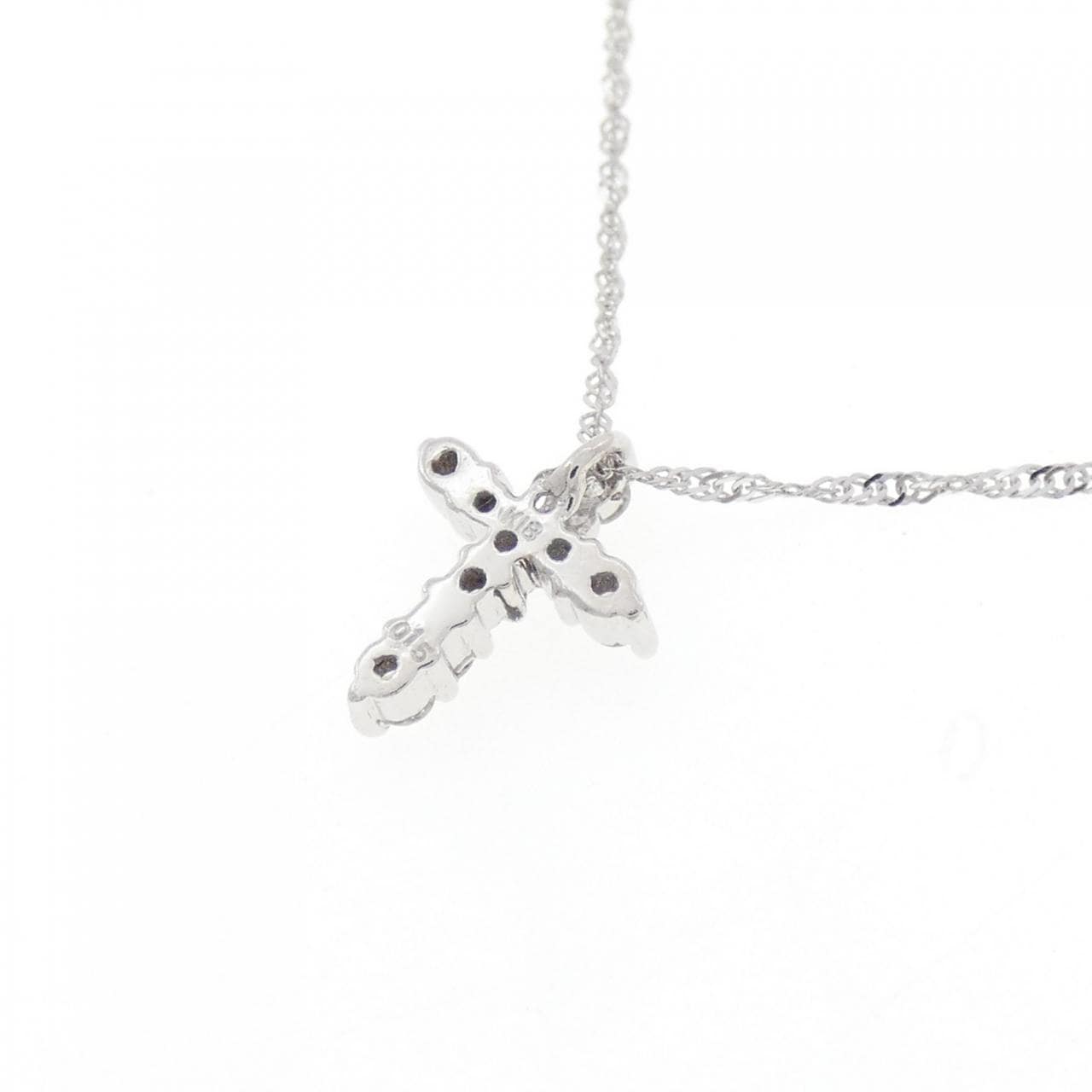 K18WG クロス ダイヤモンド ネックレス 0.15CT