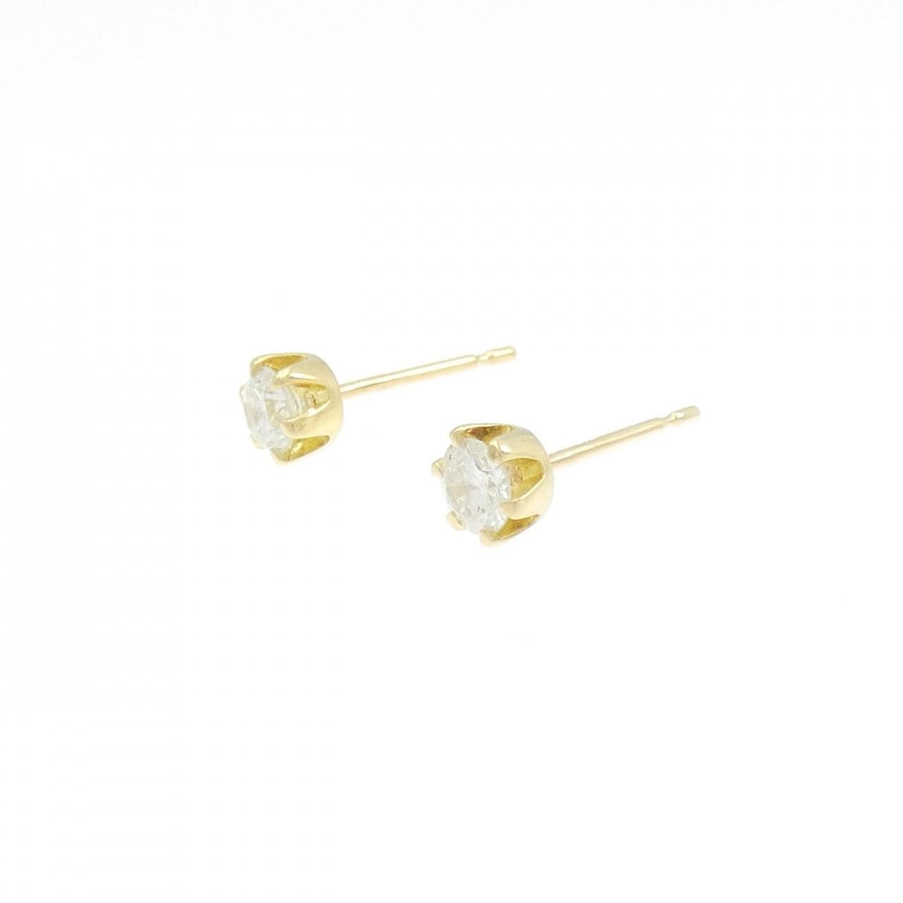 K18YG ソリティア ダイヤモンド ピアス 0.30CT