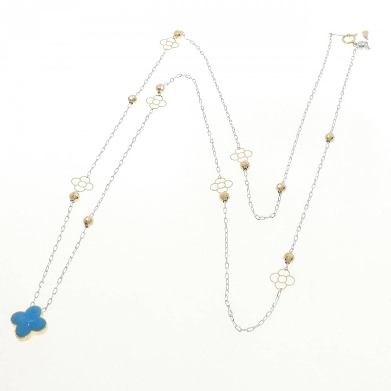 コメ兵｜K18YG/K18WG フラワー ターコイズ ネックレス 0.86CT