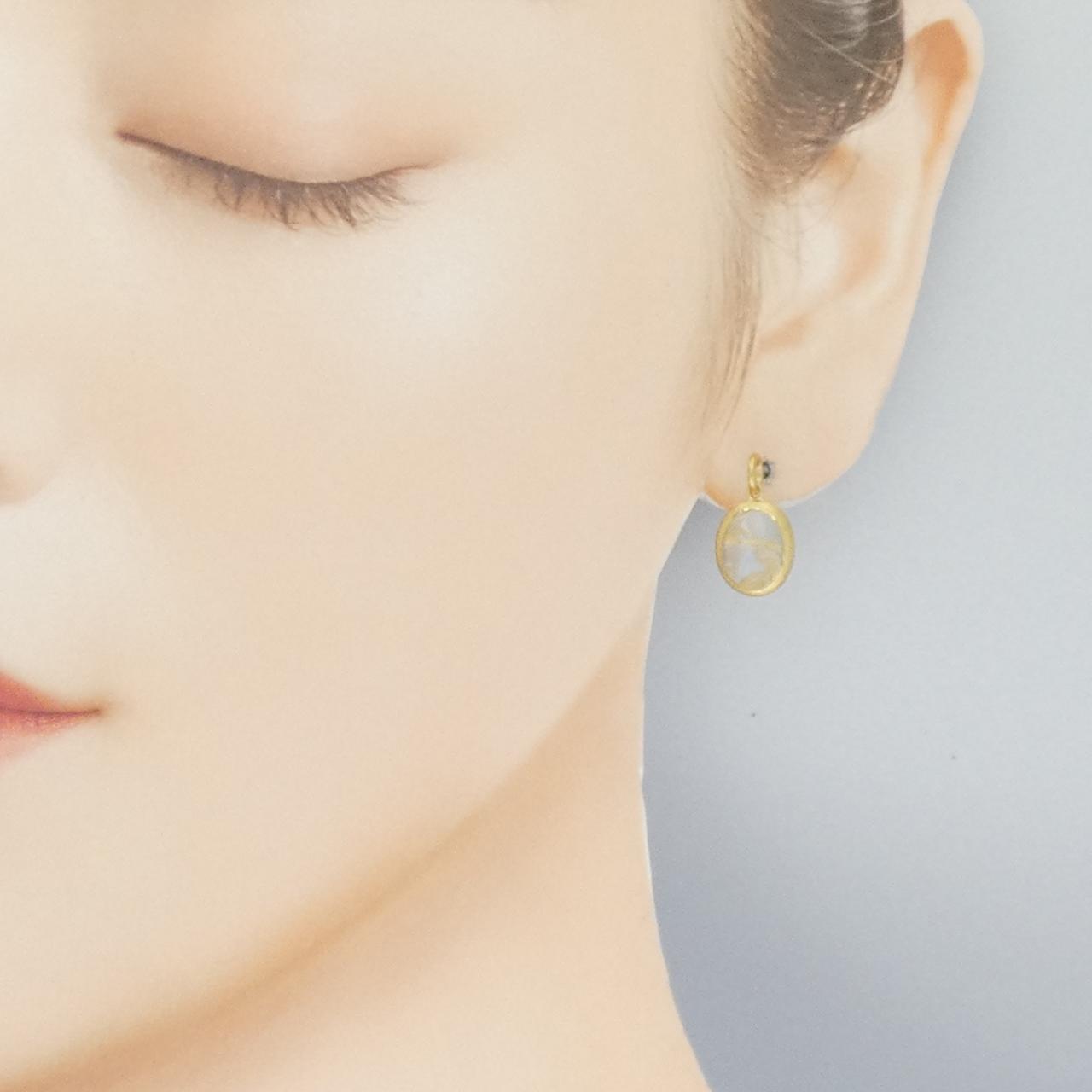 K18YG月光石耳環