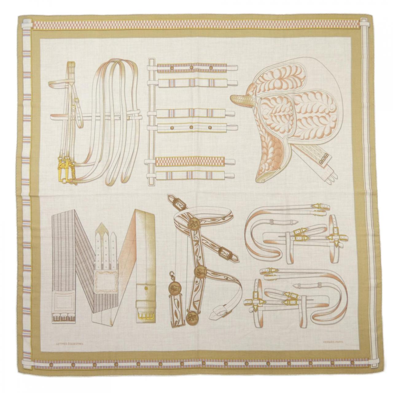 エルメス HERMES LETTRES EQUESTRES H244039S カレジェアン140 ショール