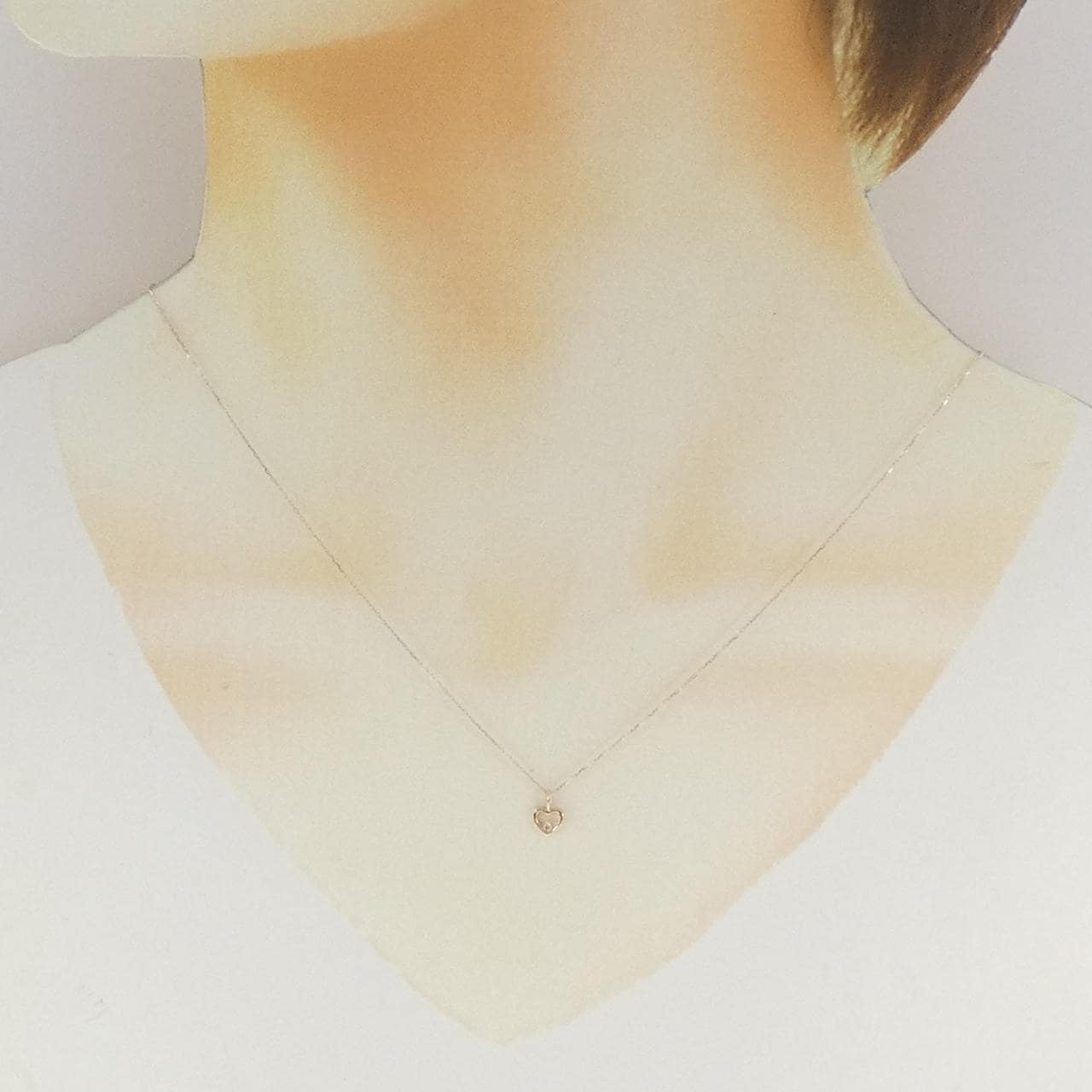 K10PG ハート ダイヤモンド ネックレス