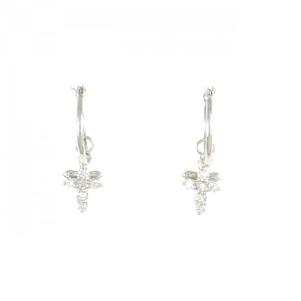 PT900 2WAY クロス ダイヤモンド ピアス 0.30CT