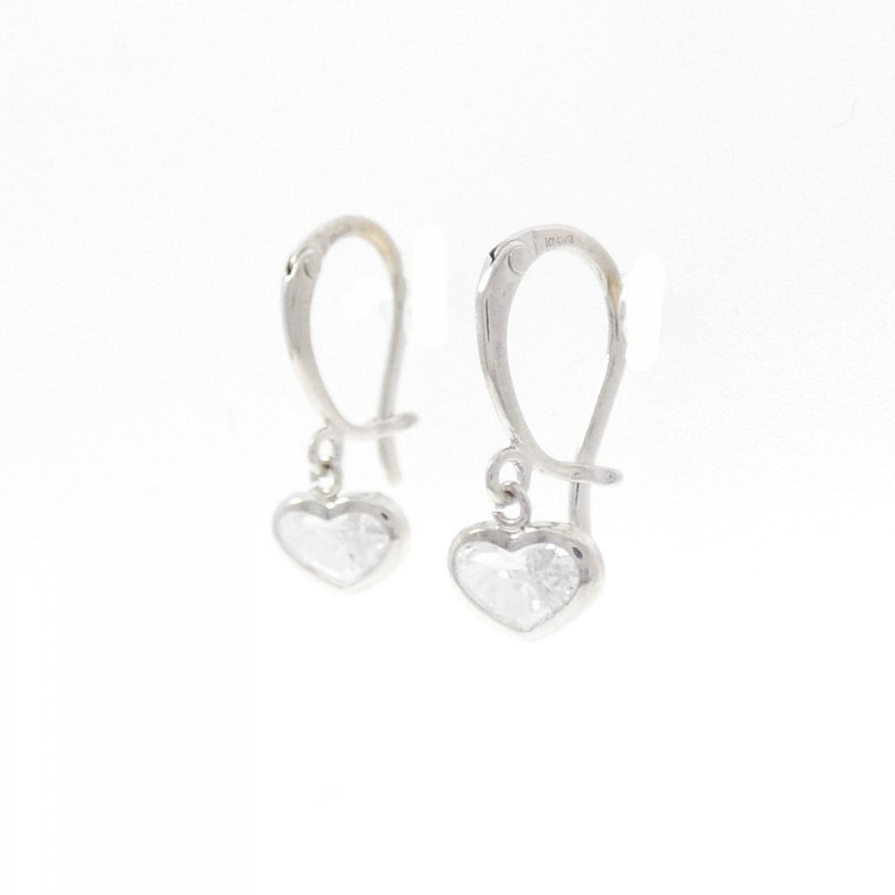 K14WG ハート キュービック ピアス