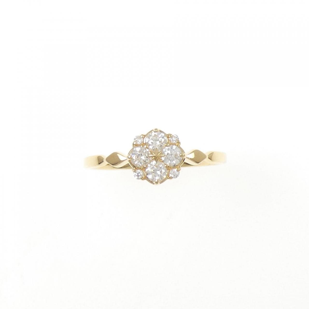 K18YG フラワー ダイヤモンド リング 0.26CT