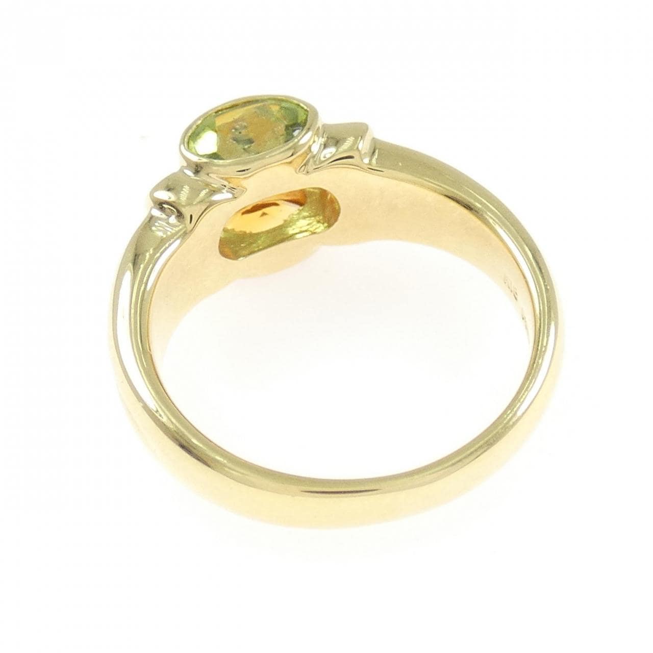 K18YG/PT900 カラーストーン リング