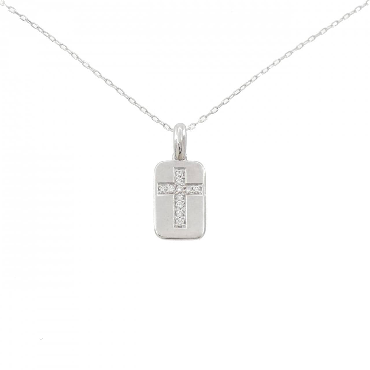 K18WG クロス ダイヤモンド ネックレス 0.10CT
