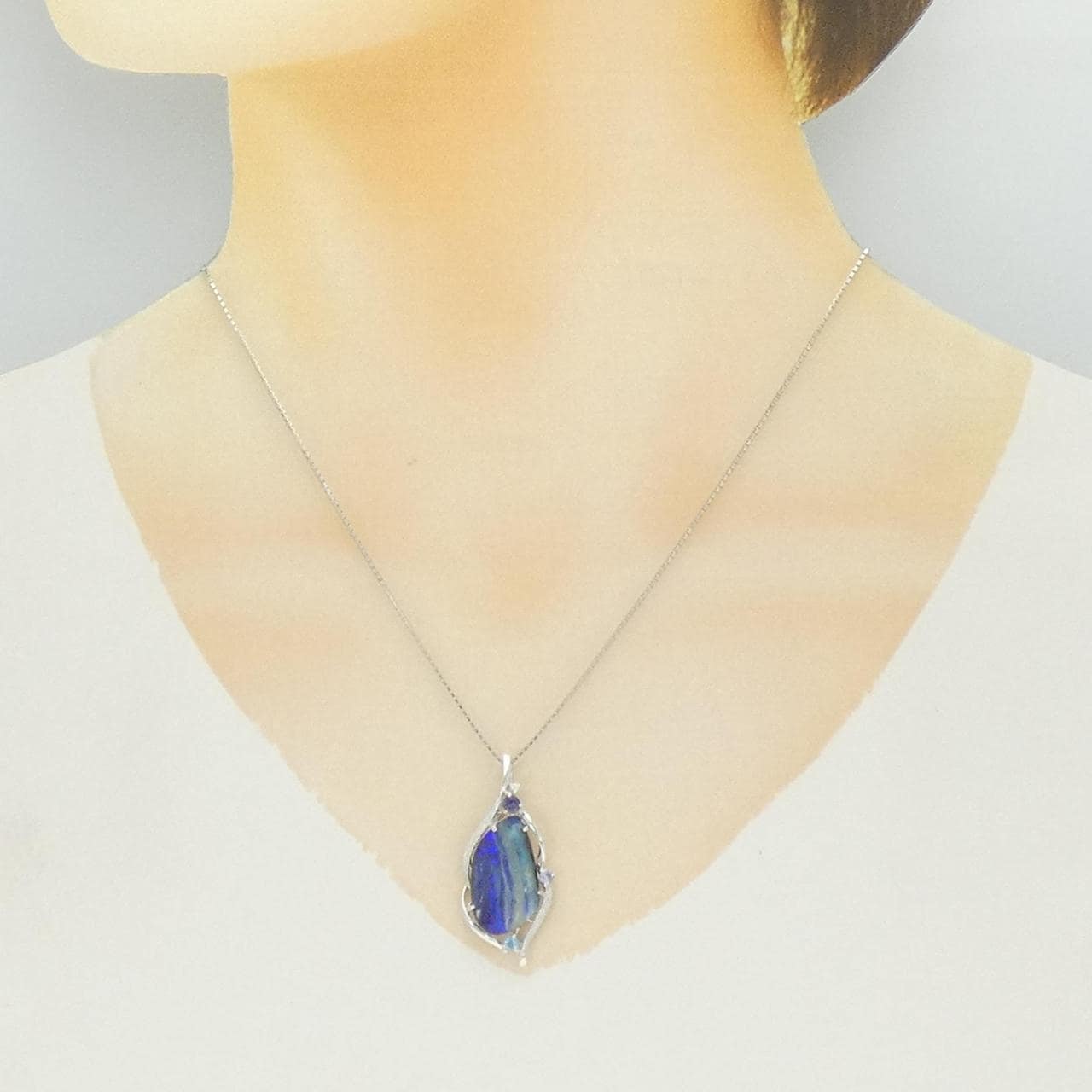 K18WG ボルダーオパール ネックレス 11.58CT