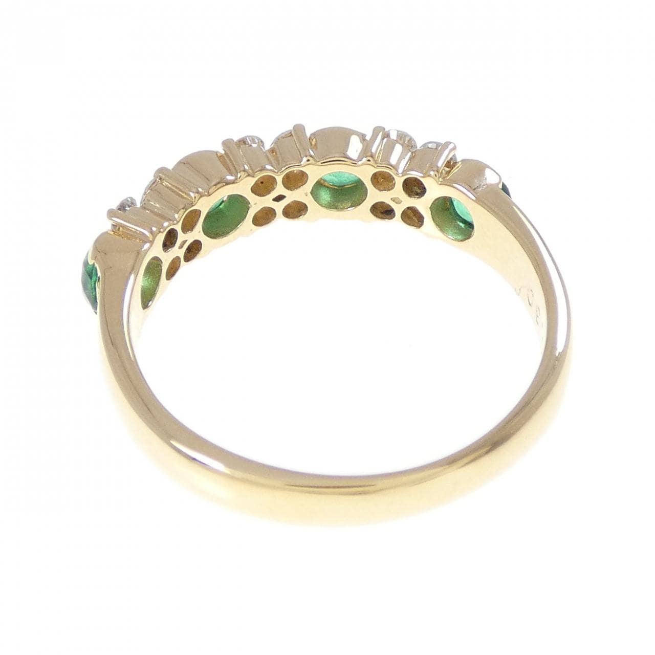 K18YG フラワー エメラルド リング