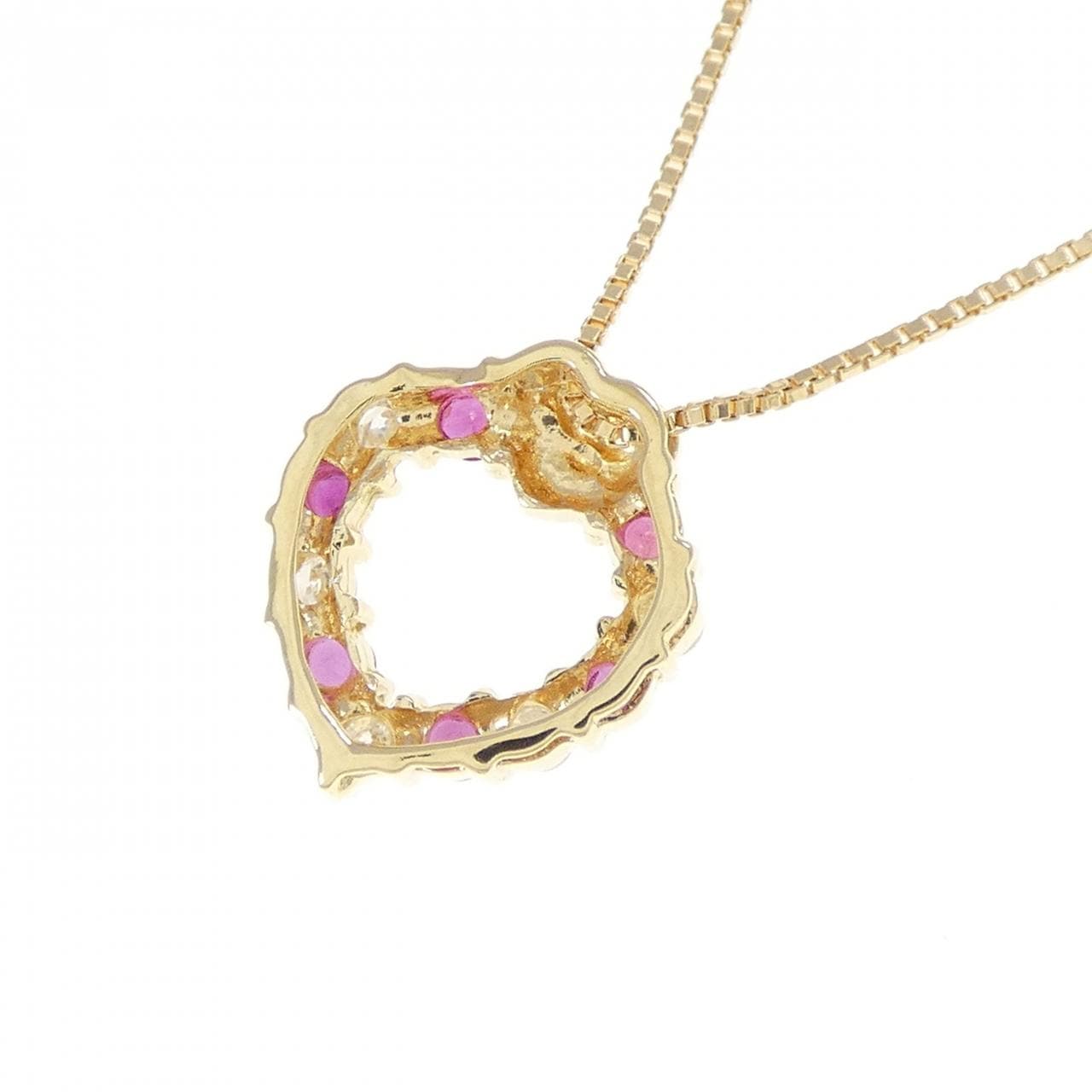 K18YG heart ruby necklace