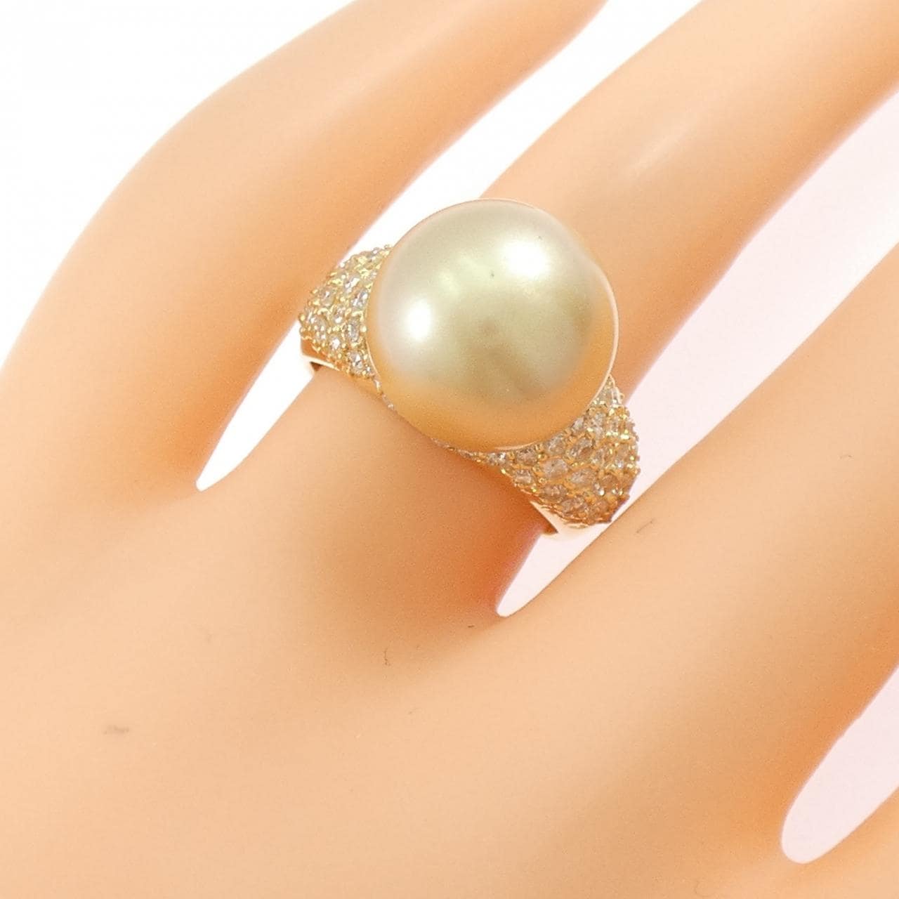 K18YG 白蝶パール リング 12.8mm