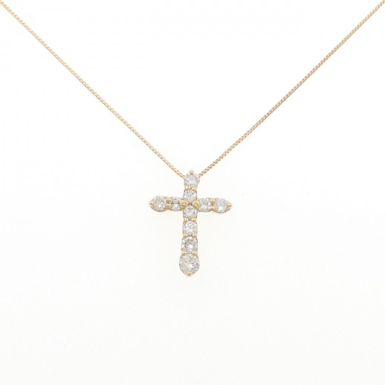 K18YG クロス ダイヤモンド ネックレス