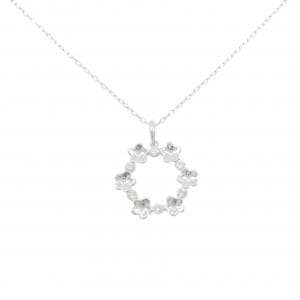 K18WG フラワー ダイヤモンド ネックレス 0.25CT
