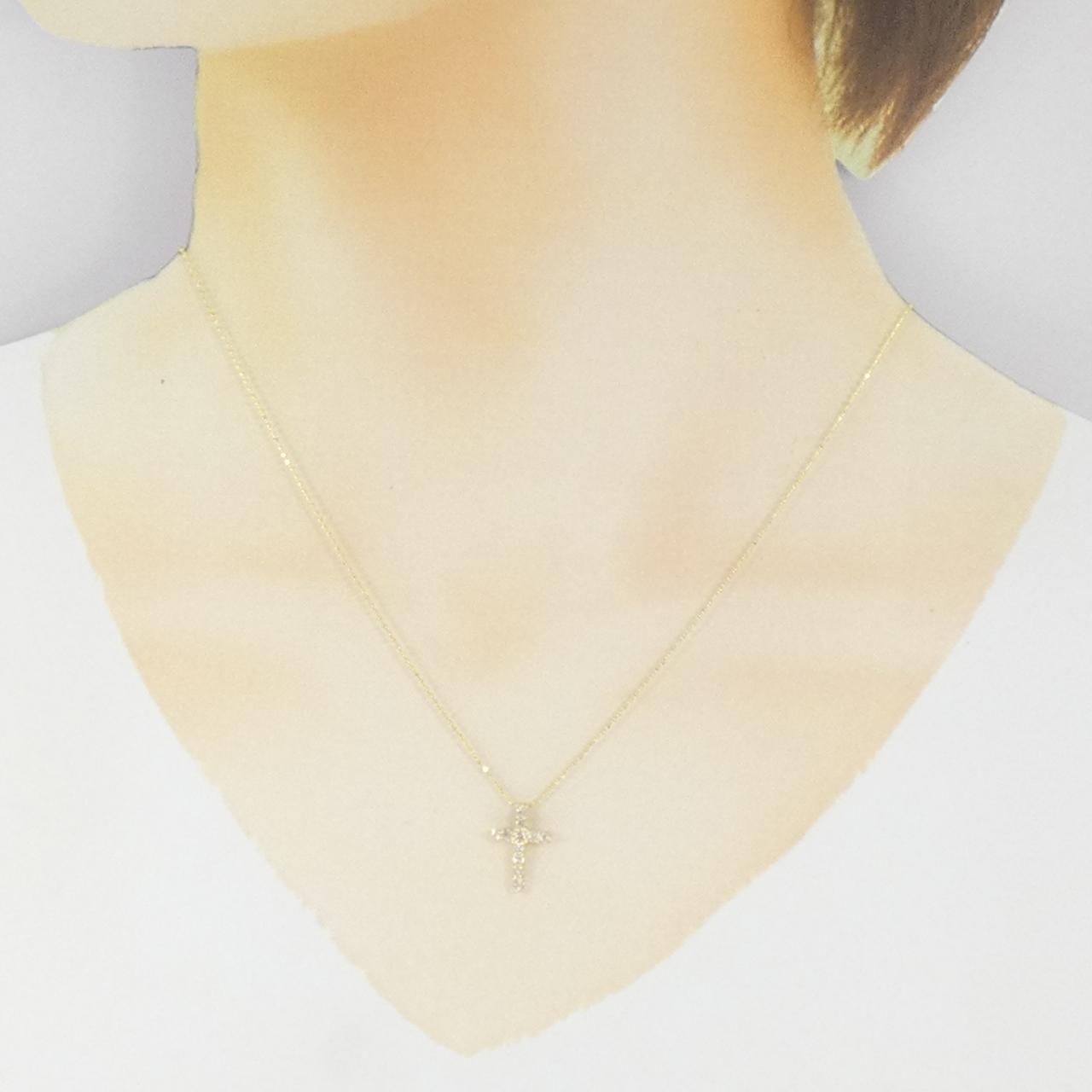 K18YG クロス ダイヤモンド ネックレス 0.30CT