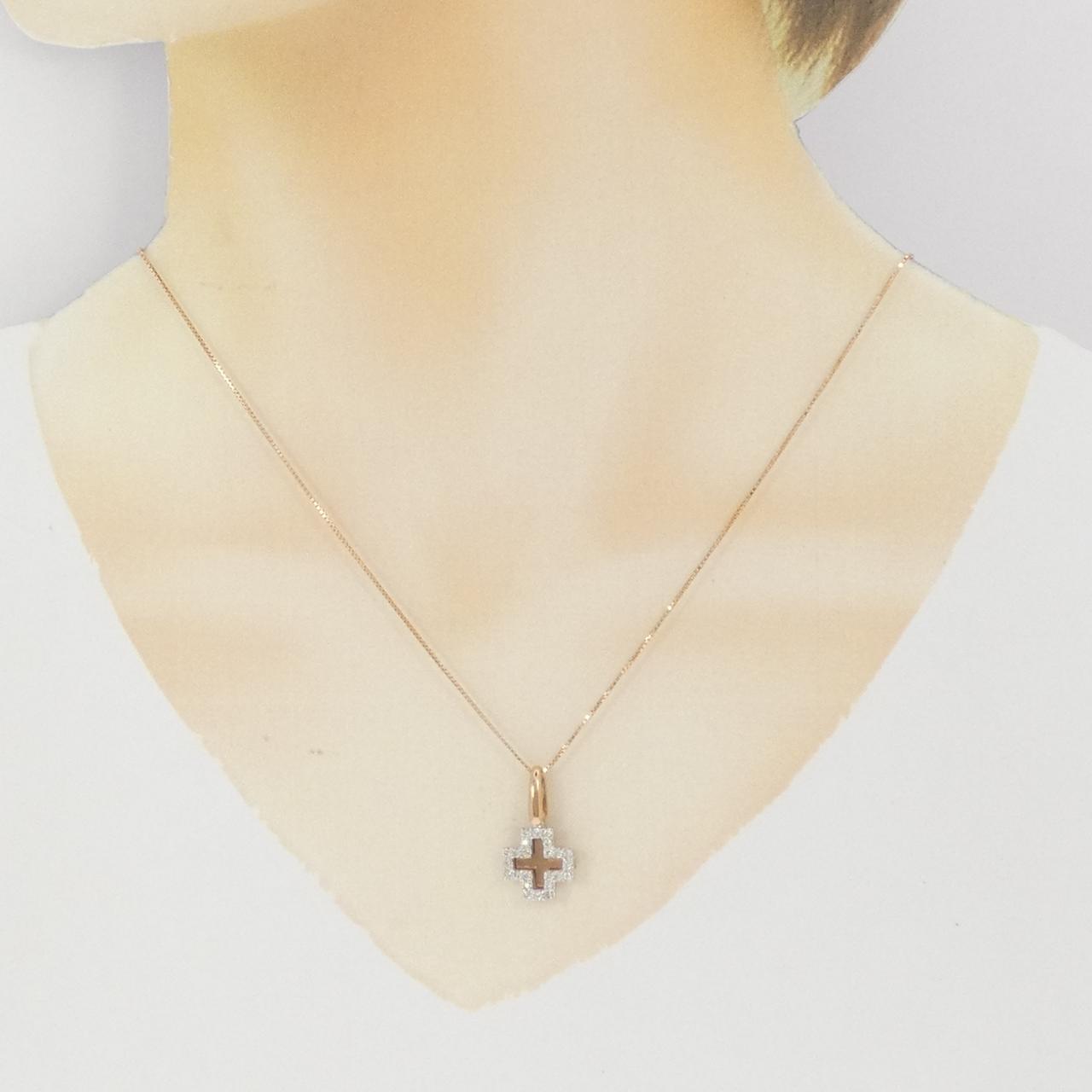 K18PG/K18WG クロス ダイヤモンド ネックレス 0.25CT