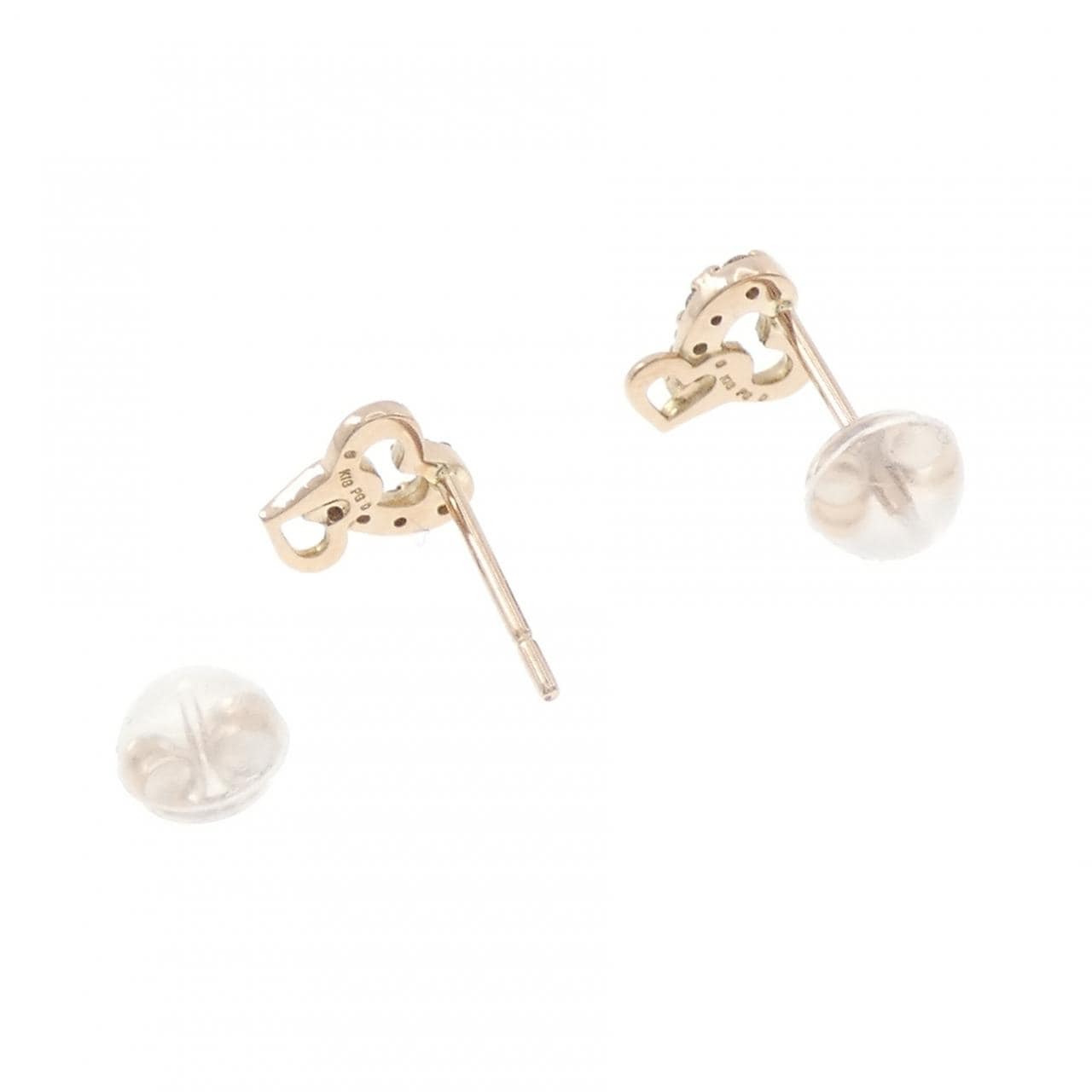 K18PG ハート ダイヤモンド ピアス