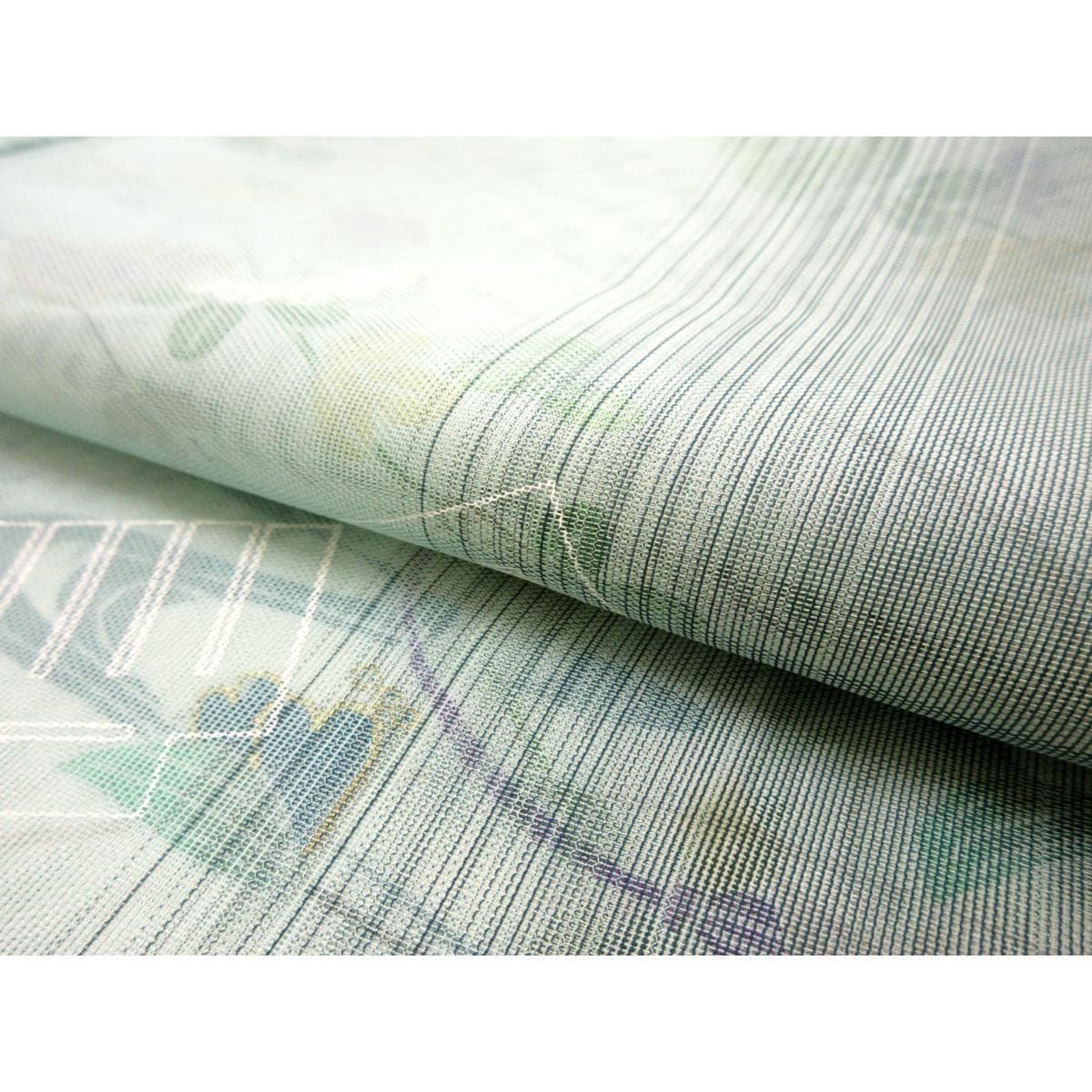 単衣　紗無双訪問着　友禅金彩加工　裄丈Ｓ寸