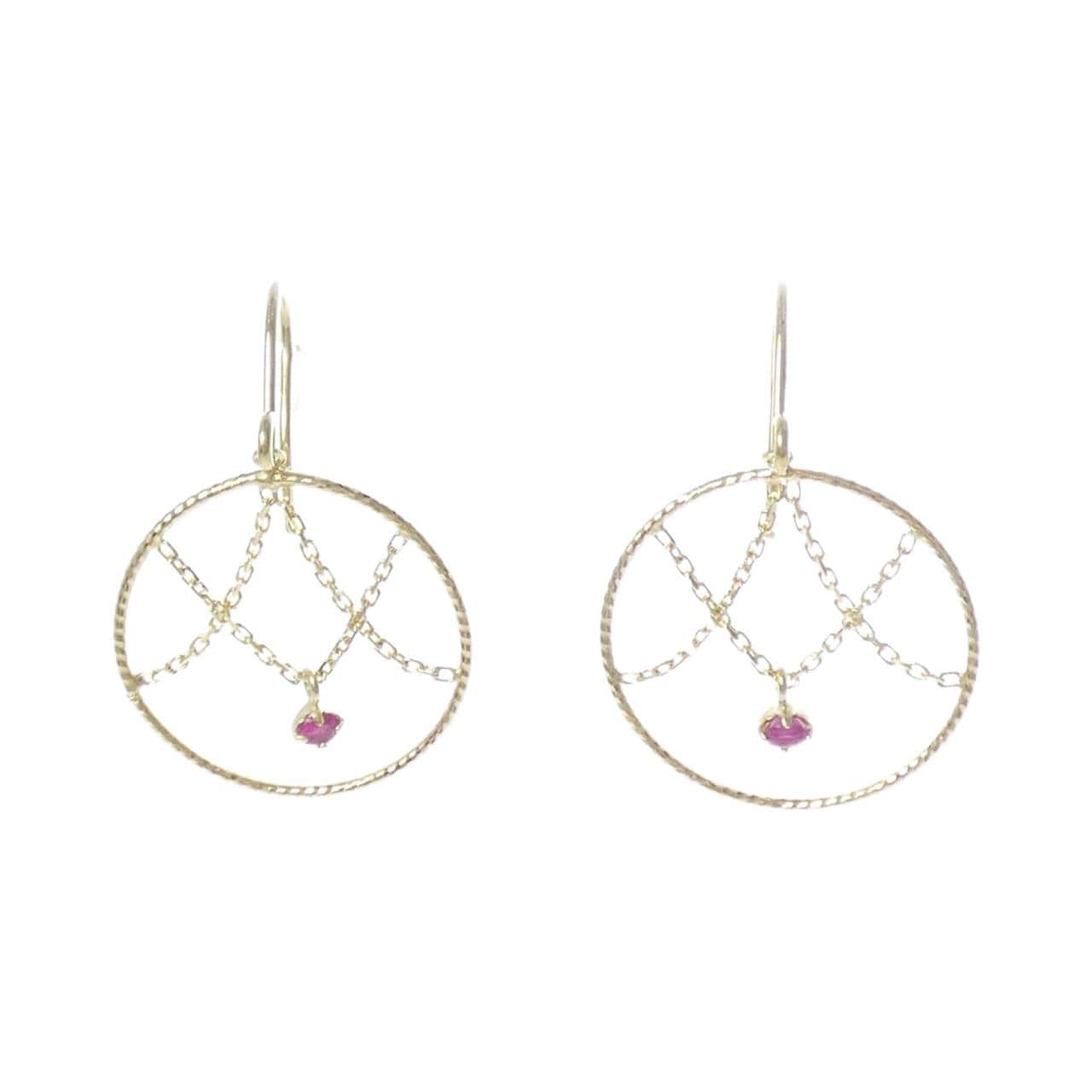 K14YG ルビー ピアス