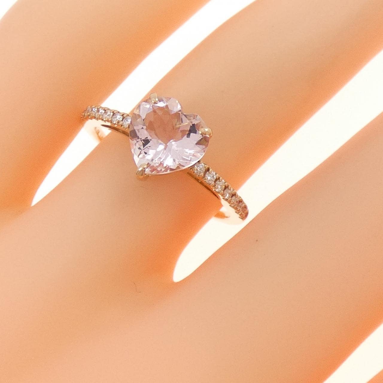 K18PG ハート モルガナイト リング 1.15CT