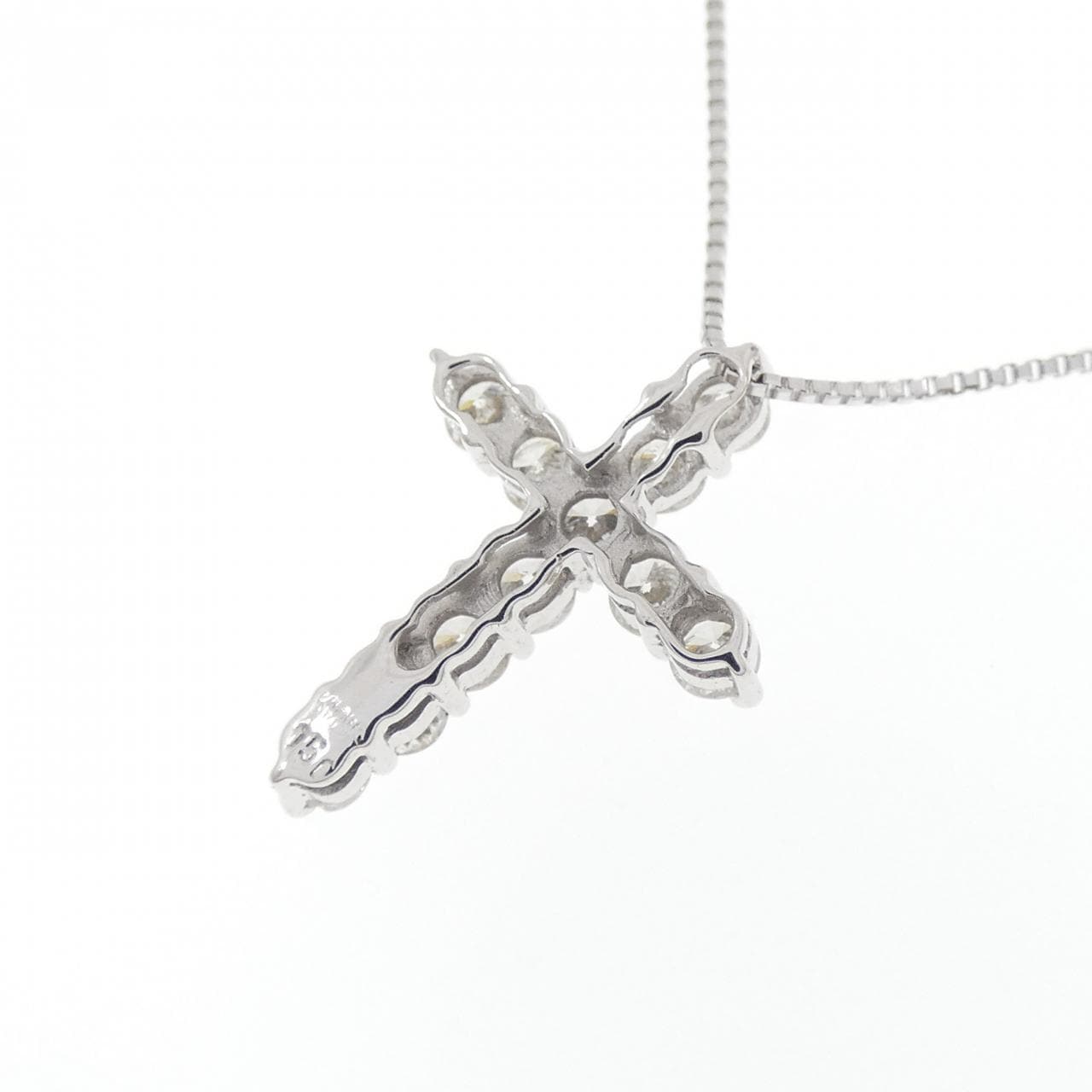 K18WG クロス ダイヤモンド ネックレス 0.50CT