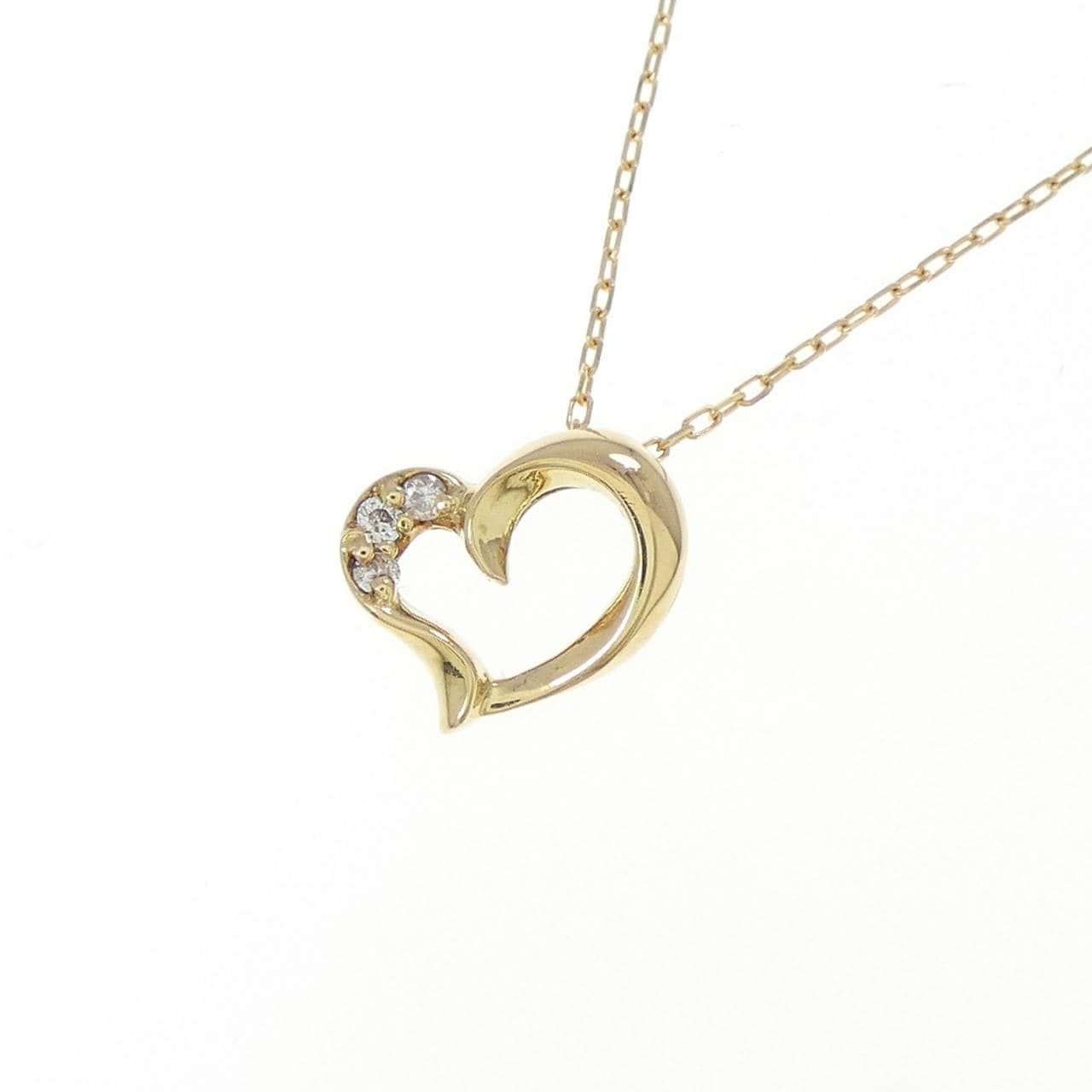 K18YG ハート ダイヤモンド ネックレス 0.02CT