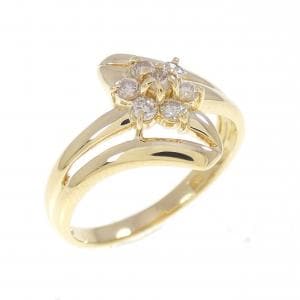 K18YG フラワー ダイヤモンド リング 0.21CT
