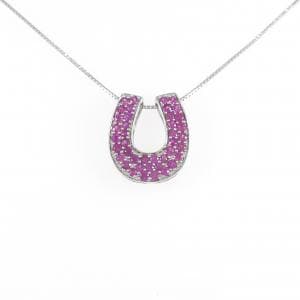 K18WG ホースシュー ルビー ネックレス 0.60CT