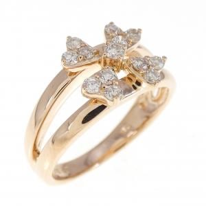 K18PG フラワー ダイヤモンド リング 0.30CT