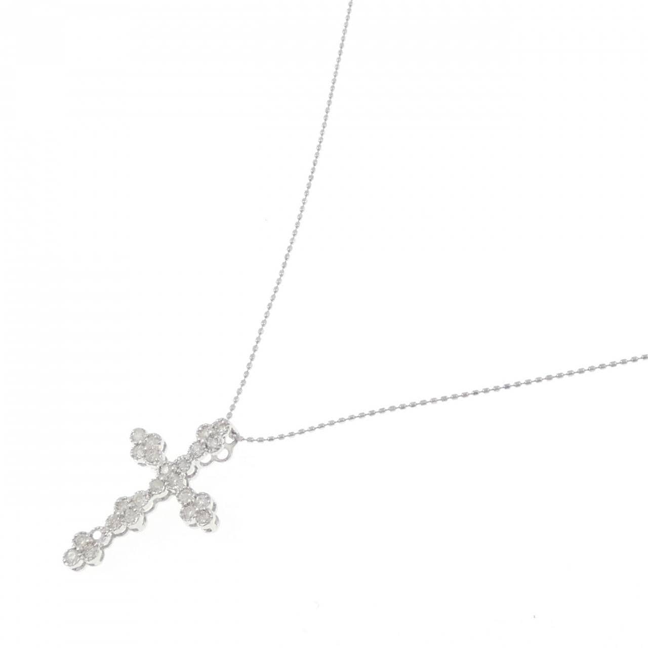 K18WG クロス ダイヤモンド ネックレス 0.52CT