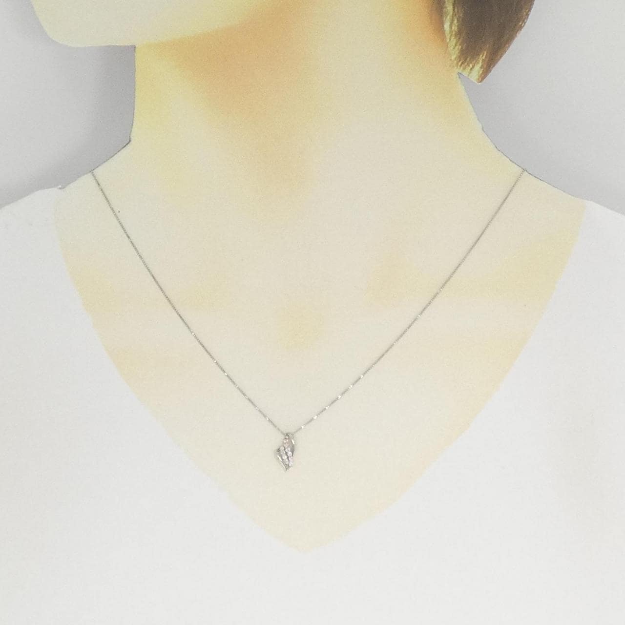 PT999/K18PG/PT850 ダイヤモンド ネックレス 0.1CT
