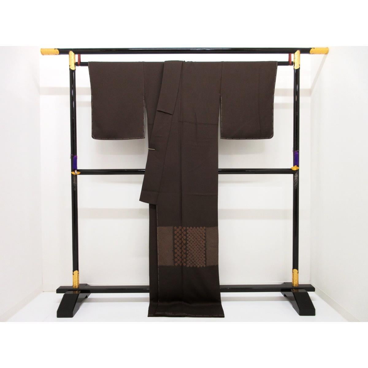 [Unused items] Homongi Kimono with tie-dyeing and embroidered crest, width L size