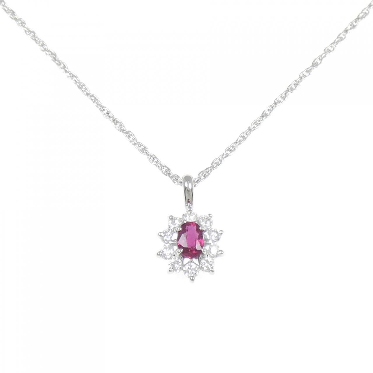 PT900/PT850 ルビー ネックレス 0.51CT