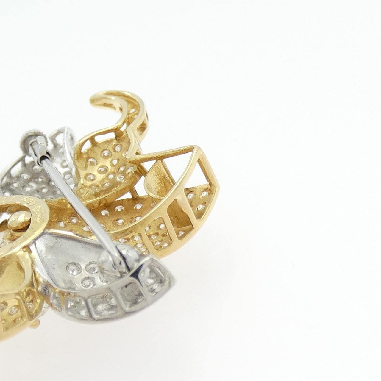 K18YG/PT900 ダイヤモンド ブローチ 6.11CT