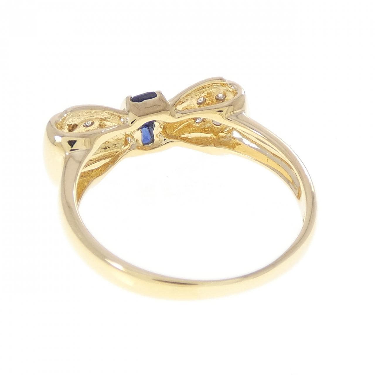 K18YG リボン サファイヤ リング 0.23CT