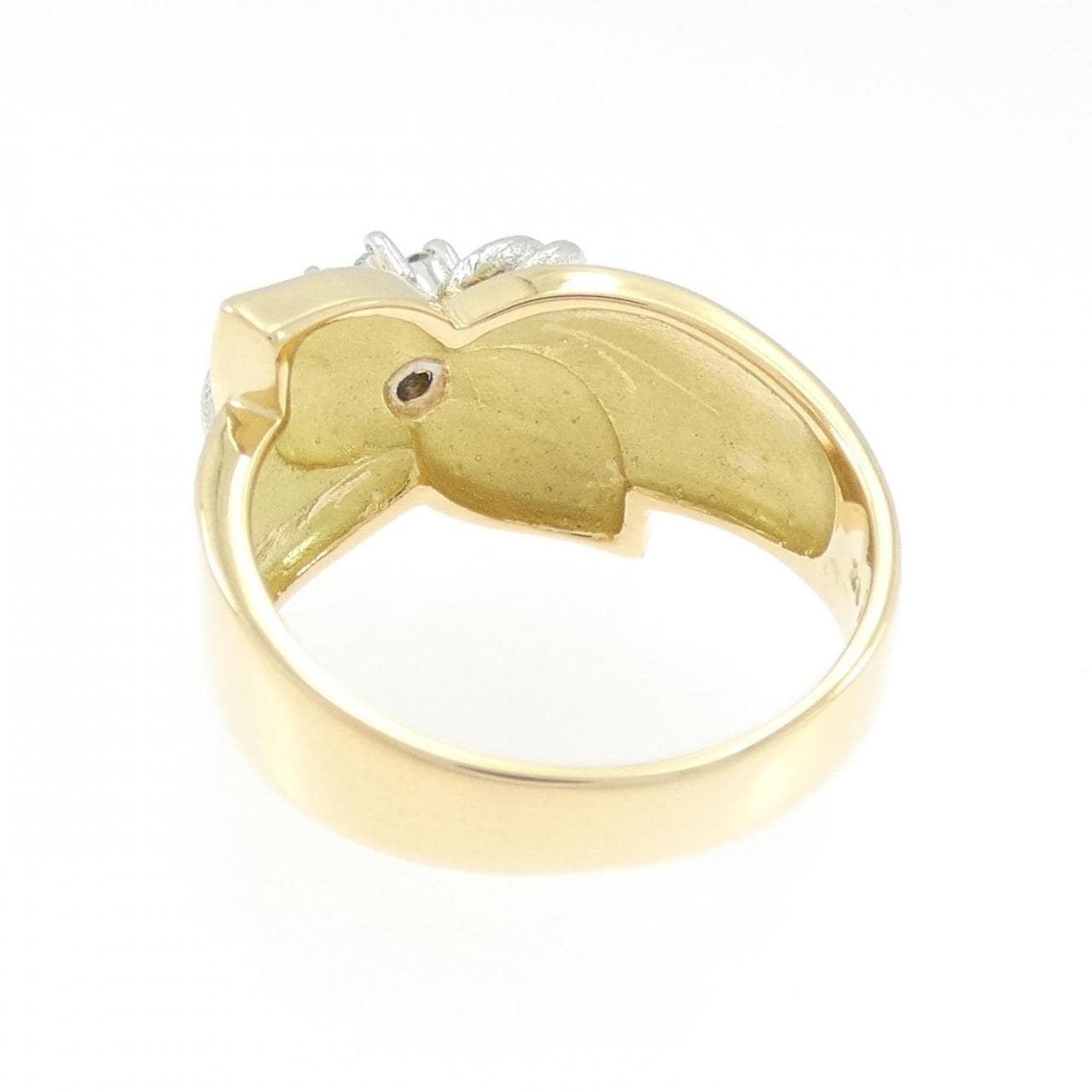 18KYG/PT900 フラワー ダイヤモンド リング