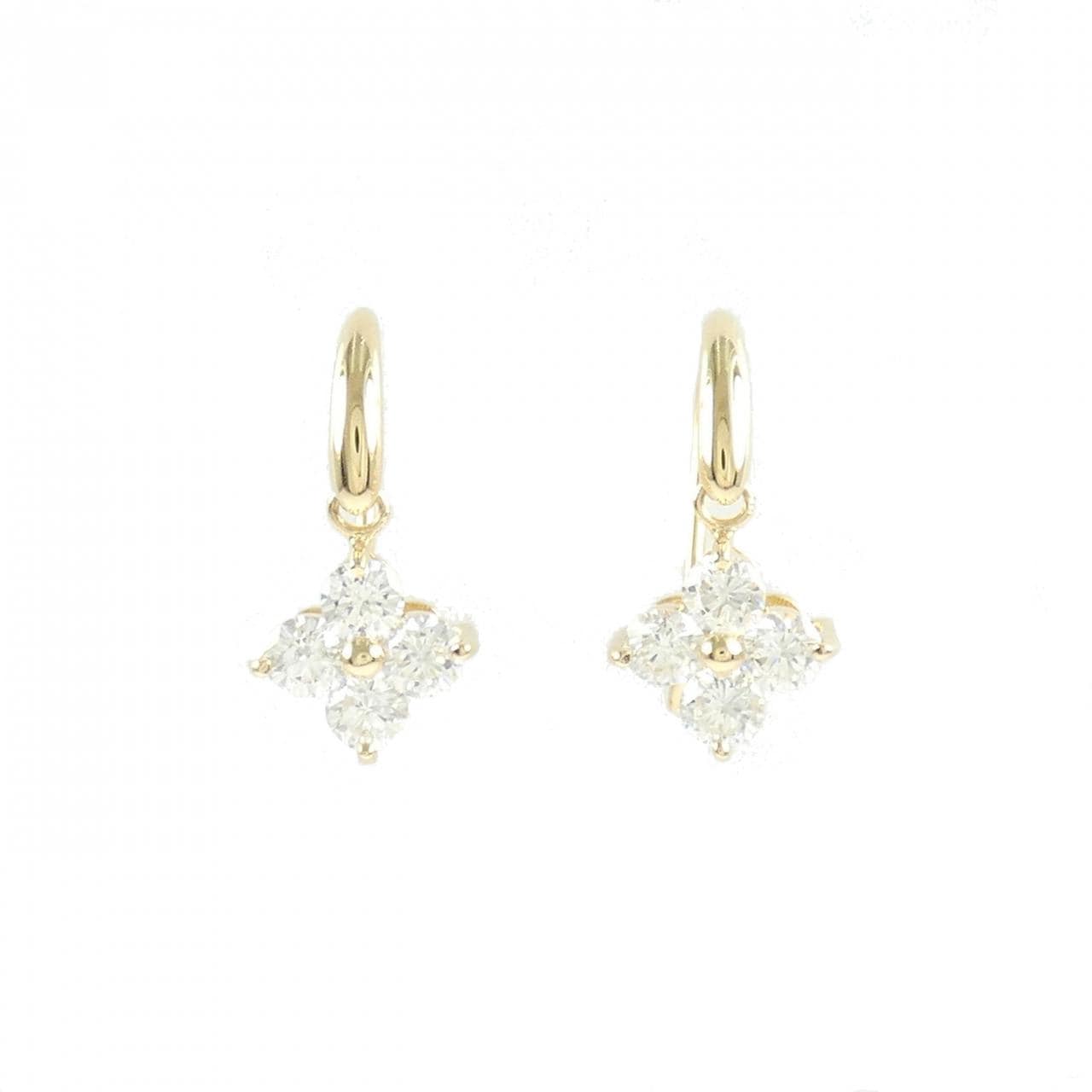【リメイク】K18YG フラワー ダイヤモンド ピアス 1.00CT